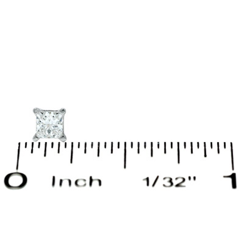 Main Image 2 of 0.50 CT. T.W. Canadian Certified Princess-Cut Diamond Solitaire Stud Earrings in 14K White Gold (I/I2)