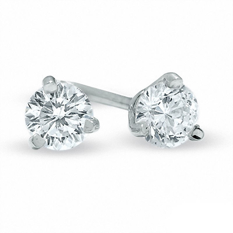 0.30 CT. T.W. Canadian Certified Diamond Solitaire Stud Earrings in 14K White Gold (I/I2)