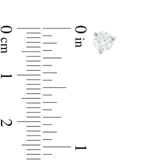 14K White Gold Plated Sterling Silver Simulated Diamond Stud Earrings – Round, Prong Set, 2 Stones