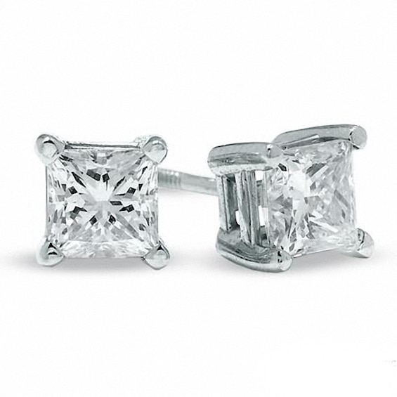 Gold & Diamonds Jewellery 4.15 CT Princess Cut Diamond 9MM Solitaire Stud Earrings 14K Black Gold Over .925 Sterling Silver 
