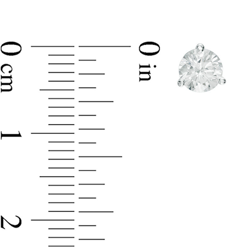 Main Image 2 of 1.00 CT. T.W. Canadian Certified Diamond Solitaire Stud Earrings in 14K White Gold (I/I2)