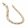 Thumbnail Image 1 of Ladies' Sterling Silver Braided Bracelet in 14K Tri-Tone Gold Plate - 7.5"