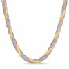 Ladies' Braided Snake Chain Necklace in Sterling Silver with 14K Tri-Tone Gold Plate - 17"