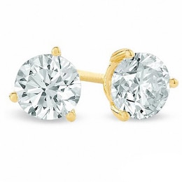 0.10 CT. T.W. Canadian Certified Diamond Solitaire Stud Earrings in 14K Gold (I/I2)