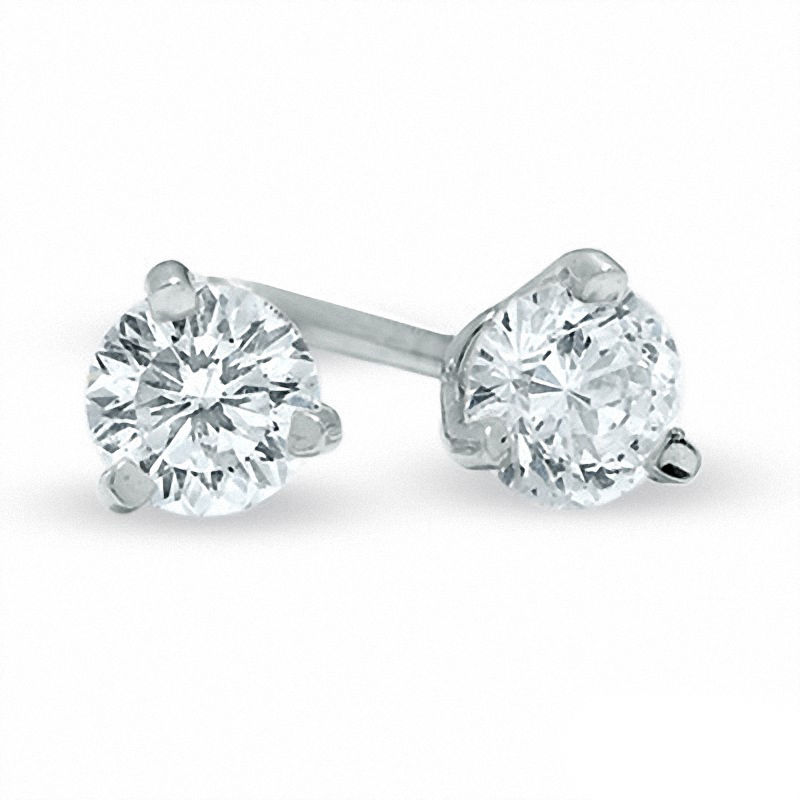 Main Image 1 of 0.20 CT. T.W. Canadian Certified Diamond Solitaire Stud Earrings in 14K White Gold (I/I2)