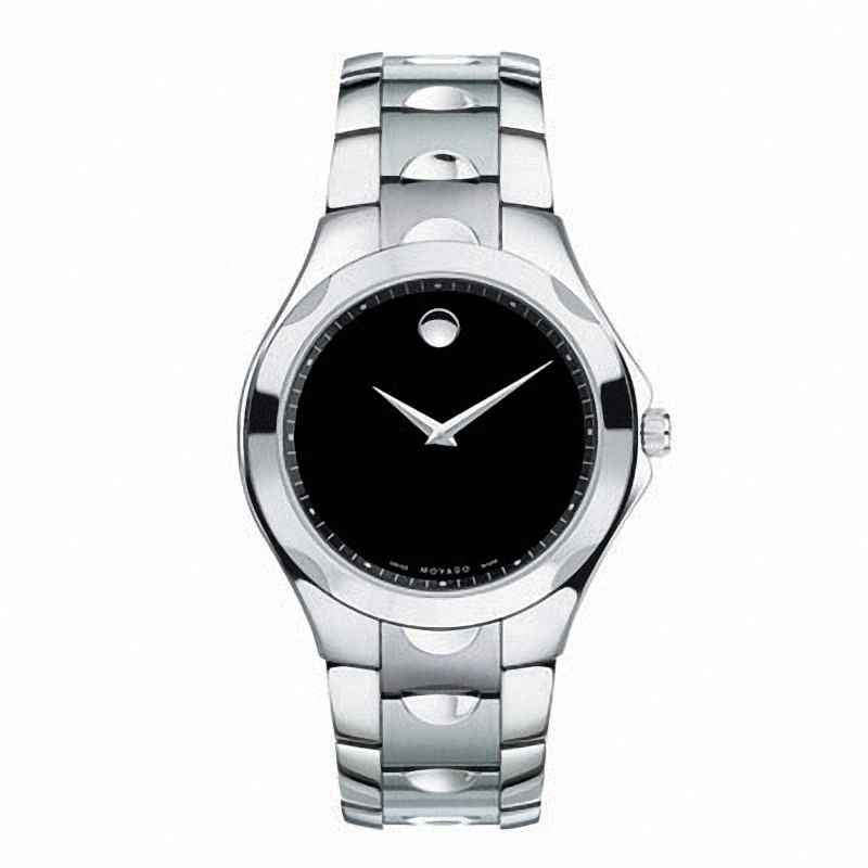 Men's Movado Luno Stainless Steel Watch with Black Dial (Model: 0606378)|Peoples Jewellers