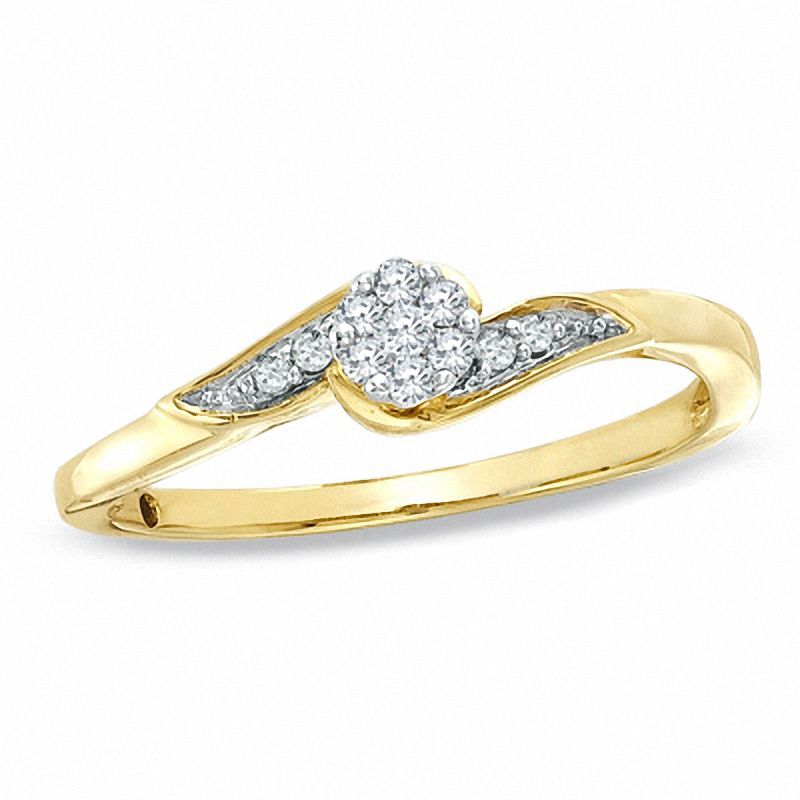 0.20 CT. T.W. Quad Princess-Cut Diamond Promise Ring in 10K White Gold