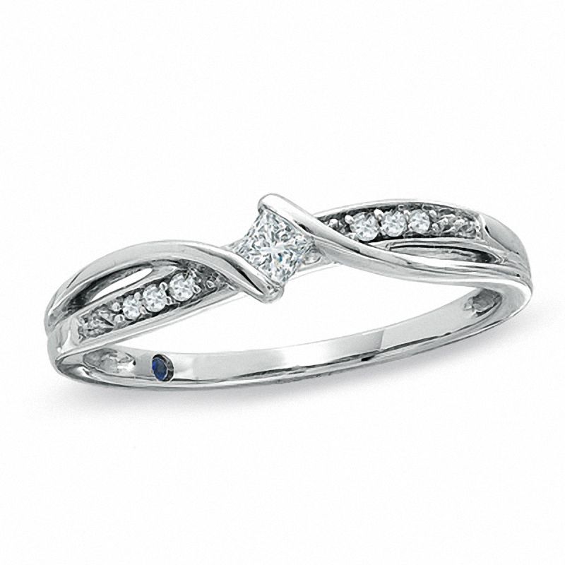 0.20 CT. T.W. Princess-Cut Quad Diamond Twist Promise Ring in 10K Two-Tone Gold