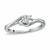 Thumbnail Image 0 of 0.20 CT. T.W. Diamond Triple Cluster Promise Ring in 10K White Gold