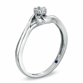 0.20 CT. T.W. Diamond Triple Cluster Promise Ring in 10K White Gold