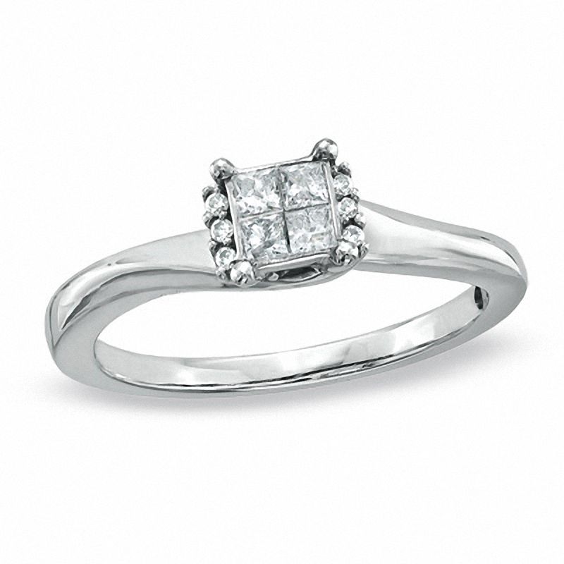 0.20 CT. T.W. Princess-Cut Diamond Promise Ring in 10K White Gold