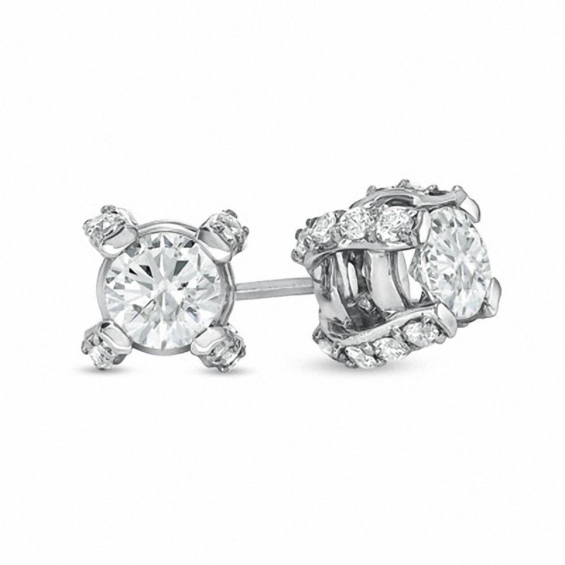 1.00 CT. T.W. Diamond Stud Earrings in 14K White Gold|Peoples Jewellers