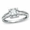 Thumbnail Image 0 of Princess-Cut Lab-Created White Sapphire Framed Ring in 10K White Gold