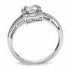 Thumbnail Image 1 of Princess-Cut Lab-Created White Sapphire Framed Ring in 10K White Gold