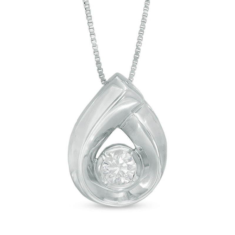 0.20 CT. Certified Canadian Diamond Solitaire Bezel Oval Pendant in 14K White Gold (I/I2)|Peoples Jewellers