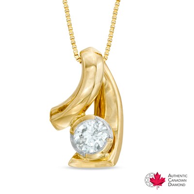 0.30 CT. Certified Canadian Diamond Solitaire Loop Pendant in 10K Gold (I/I2)