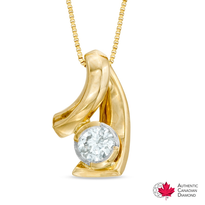0.30 CT. Certified Canadian Diamond Solitaire Loop Pendant in 10K Gold (I/I2)