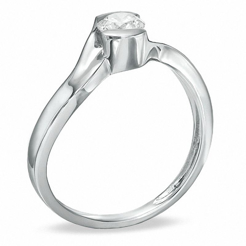 0.60 CT. Certified Canadian Diamond Solitaire Swirl Engagement Ring in 14K White Gold (I/I1)