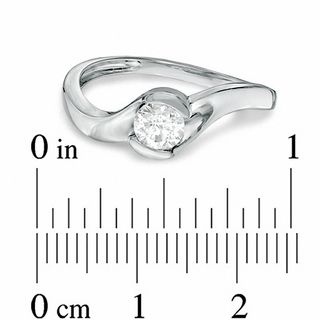 0.40 CT. Certified Canadian Diamond Solitaire Swirl Engagement Ring in 14K White Gold (I/I1)