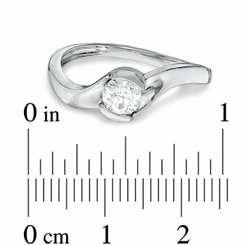 0.40 CT. Certified Canadian Diamond Solitaire Swirl Engagement Ring in 14K White Gold (I/I1)