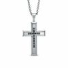 Thumbnail Image 1 of 0.15 CT. T.W. Black Diamond Cross Pendant in Stainless Steel - 24"