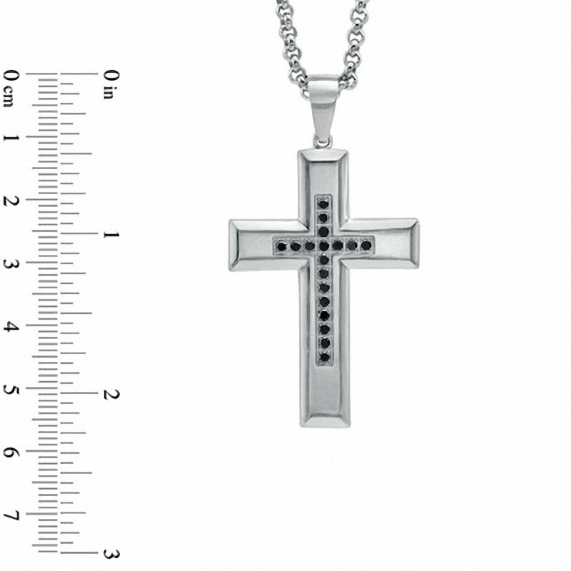 Main Image 2 of Men's 0.10 CT. T.W. Diamond ID Bracelet in Stainless Steel and Tungsten - 8.5&quot;