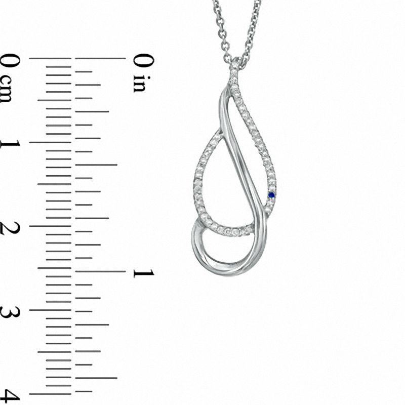 Main Image 2 of 0.10 CT. T.W. Diamond Double Drop Pendant in Sterling Silver