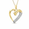 Thumbnail Image 0 of Diamond Accent Double Brush Stroke Heart Pendant in 10K Gold