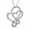 Thumbnail Image 1 of 0.12 CT. T.W. Diamond Double Loop Heart Pendant in Sterling Silver