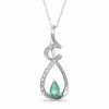 Thumbnail Image 1 of Pear-Shaped Emerald and 0.10 CT. T.W. Diamond Swirl Drop Pendant in 14K White Gold