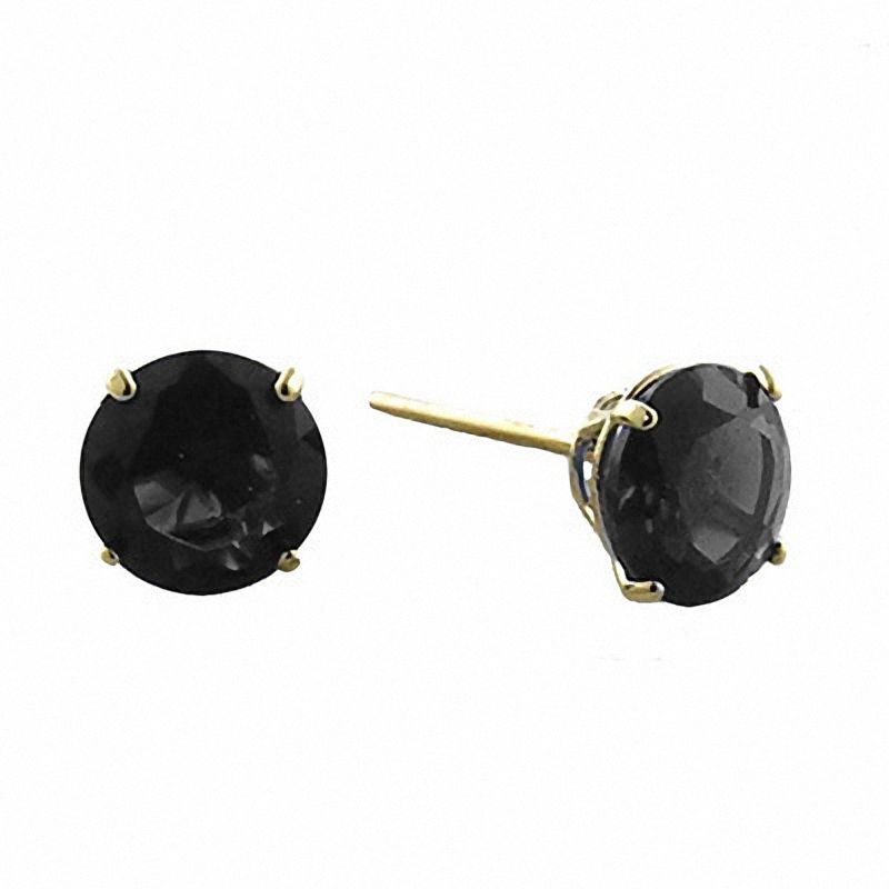 9ct Gold Black Sapphire Bezel Set Stud Earrings in Black | Goldmark (AU)