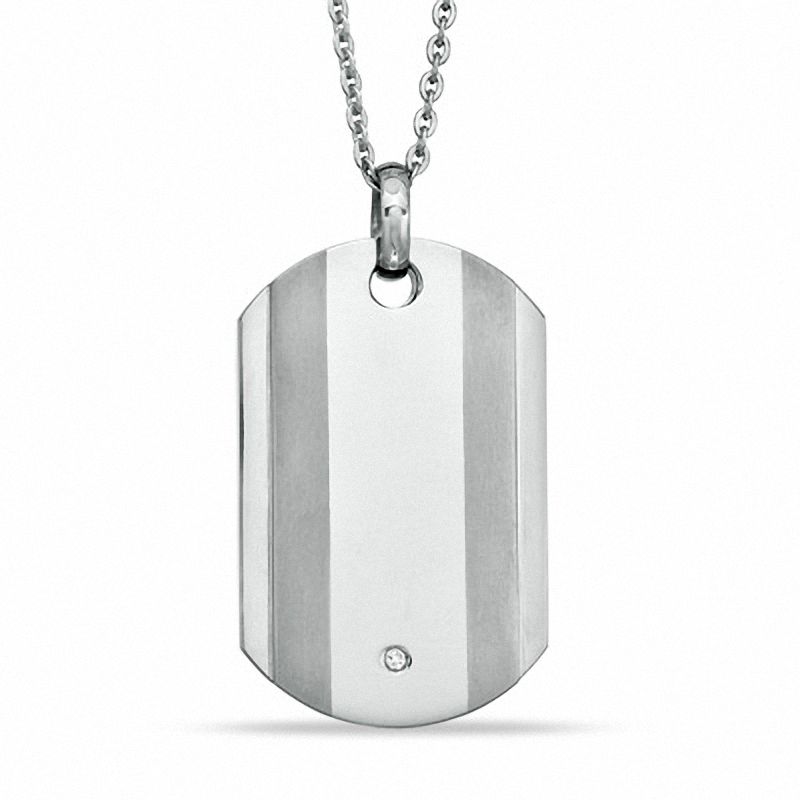 Main Image 1 of Diamond Accent Dog Tag Pendant in Titanium - 24"