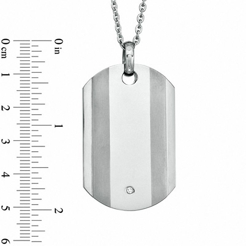 Diamond Accent Dog Tag Pendant in Titanium - 24"