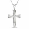 Thumbnail Image 0 of 0.18 CT. T.W. Diamond Cross Pendant in Sterling Silver