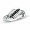 Thumbnail Image 0 of 0.25 CT. T.W. Baguette Enhanced Black and White Diamond Fashion Ring in Sterling Silver