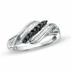 Thumbnail Image 1 of 0.25 CT. T.W. Baguette Enhanced Black and White Diamond Fashion Ring in Sterling Silver