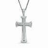 Thumbnail Image 0 of Men's Diamond Accent Cross Pendant in Stainless Steel - 24"