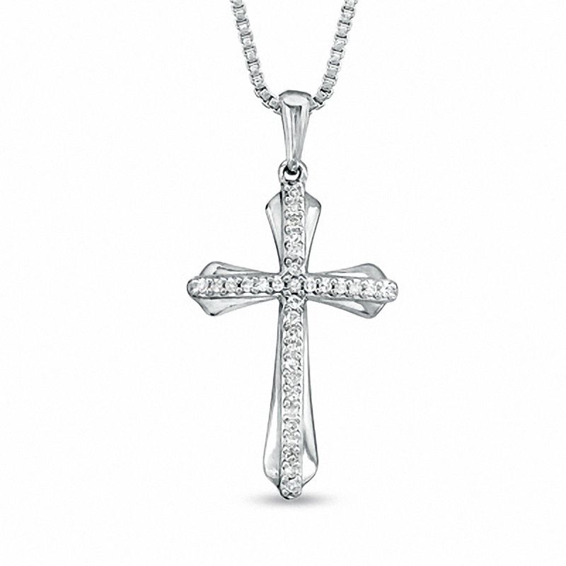 0.07 CT. T.W. Diamond Cross Pendant in Sterling Silver|Peoples Jewellers