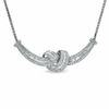 Thumbnail Image 1 of 1.00 CT. T.W. Baguette and Round Diamond Knot Necklace in 10K White Gold - 16"