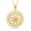 Thumbnail Image 1 of Filigree with Rose Pendant in 10K Two-Tone Gold - 17"