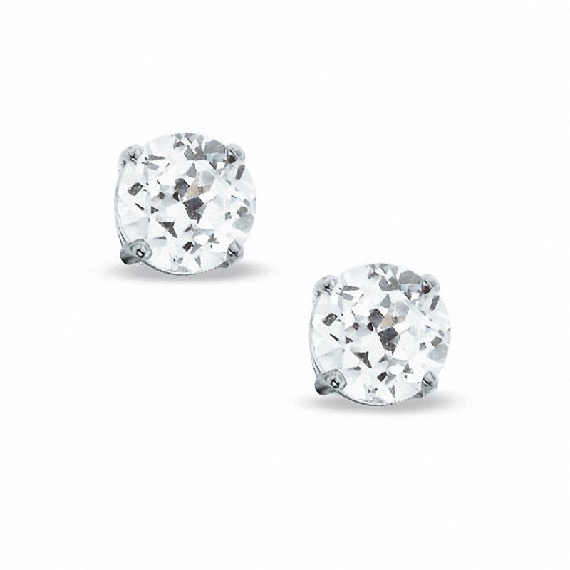 Sterling Silver 925 White Sapphire Cluster Mens Stud Earrings 