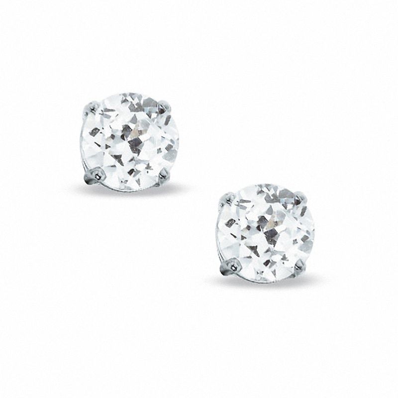 6.0mm Lab-Created White Sapphire Stud Earrings in Sterling Silver