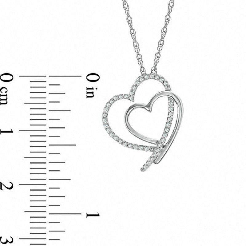 0.115 CT. T.W. Diamond Double Heart Pendant in Sterling Silver|Peoples Jewellers