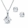 Thumbnail Image 1 of Lab-Created White Sapphire Stud Earrings and Pendant Set in Sterling Silver