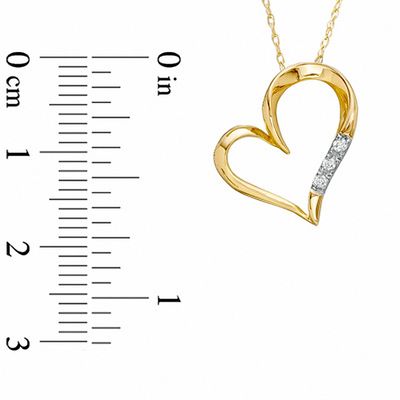 Diamond Accent Three Stone Heart Pendant in 10K Gold