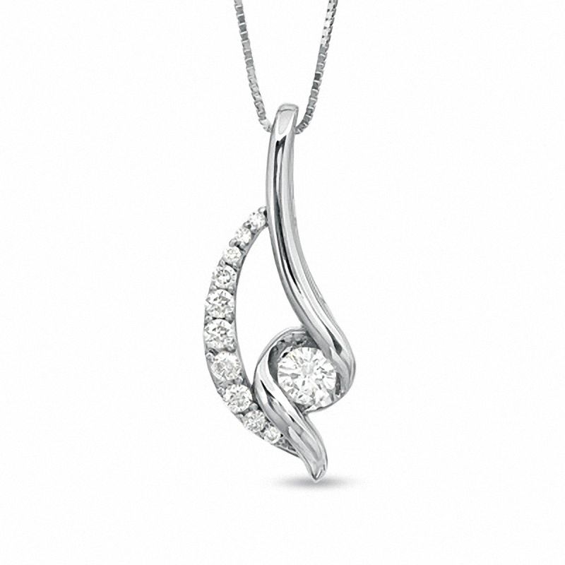 Main Image 1 of Sirena™ 0.33 CT. T.W. Diamond Loop Pendant in 14K White Gold