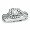 Thumbnail Image 0 of 0.87 CT. T.W. Certified Diamond Square Frame Twist Ring in 14K White Gold (I/I2)