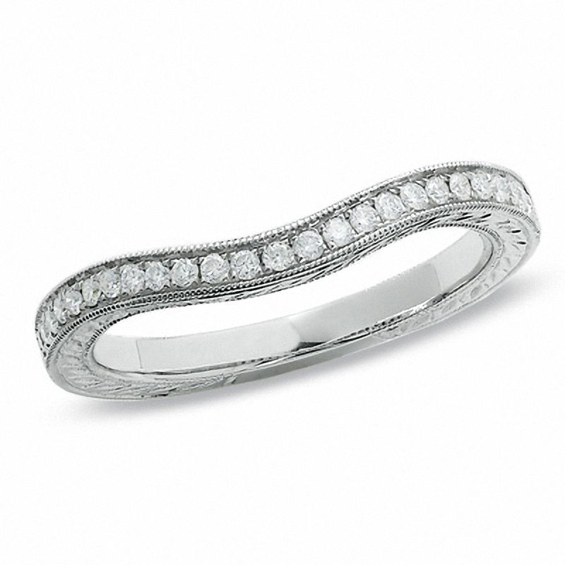 Main Image 1 of 0.20 CT. T.W. Diamond Curved Band in 14K White Gold