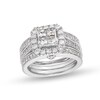 Thumbnail Image 1 of 1.50 CT. T.W. Quad Princess-Cut Diamond Framed Bridal Set in 14K White Gold