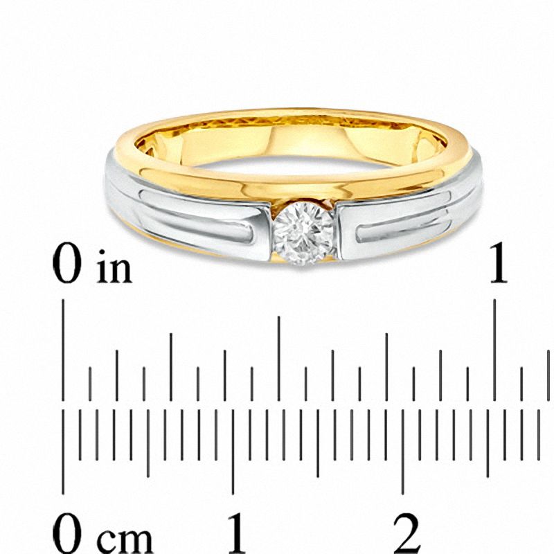 Men's 0.25 CT. Certified Canadian Diamond Solitaire Band in 14K Two-Tone Gold (I/I1)